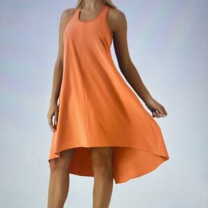 3X.   HALARA BREEZEFUL BACKLESS RACERBACK HIGH LOW MIDI DRESS